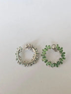 18k White Gold Diamond Earrings Natural Tsavorite Hoop Earrings
