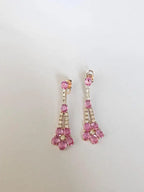 18k Rose Gold Diamond Handmade Earrings - Natural Pink Sapphire Dangle Earrings