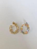 Natural Multi Sapphire & Diamond Hoop Earrings - 18k Yellow Gold Handmade Earrings