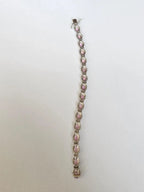 Natural Pink Sapphire Gemstone Bracelet - 18k White Gold Diamond Handmade Bracelet