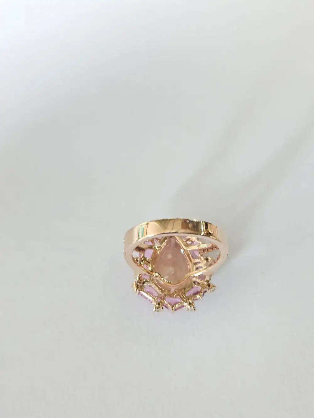 Natural Morganite & Pink Sapphire Cocktail Ring - 18k Rose Gold Diamond Ring