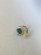 5.52 Ct. Zambian Emerald Gemstone Ring - 18k White Gold Diamond Handmade Wedding Ring