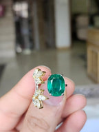 5.52 Ct. Zambian Emerald Gemstone Ring - 18k White Gold Diamond Handmade Wedding Ring