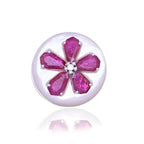 18k White Gold Diamond Ring - Natural Mozambique Ruby & Mother of Pearl Cocktail Ring