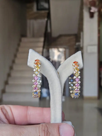 Natural Multi Sapphire & Diamond Hoop Earrings - 18k Yellow Gold Hoop Earrings