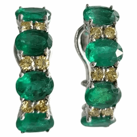 Yellow Diamonds Half Hoop Earrings Hover Image