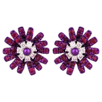 Natural Mozambique Ruby & Diamonds Stud Earrings - 18k Gold Purple Rhodium Tiny Stud Earrings
