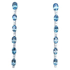 18k White Gold Diamond Dangle Earrings - Natural Aquamarine Gemstone Dangle Earrings