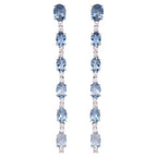18k White Gold Diamond Dangle Earrings - Natural Aquamarine Gemstone Dangle Earrings