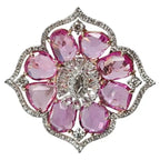 7.17 Ct. Pink Sapphire Gemstone Cocktail Ring - 18k Rose Gold Diamond Handmade Ring