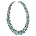 Natural Aquamarine & Zambian Emerald Necklace - 18k White Gold & Yellow Diamond Necklace