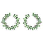 18k White Gold Diamond Earrings Natural Tsavorite Hoop Earrings