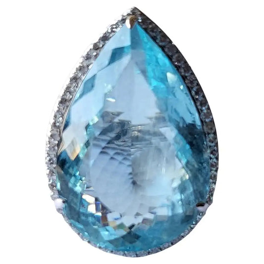 Aquamarine & Diamonds Engagement / Cocktail Ring