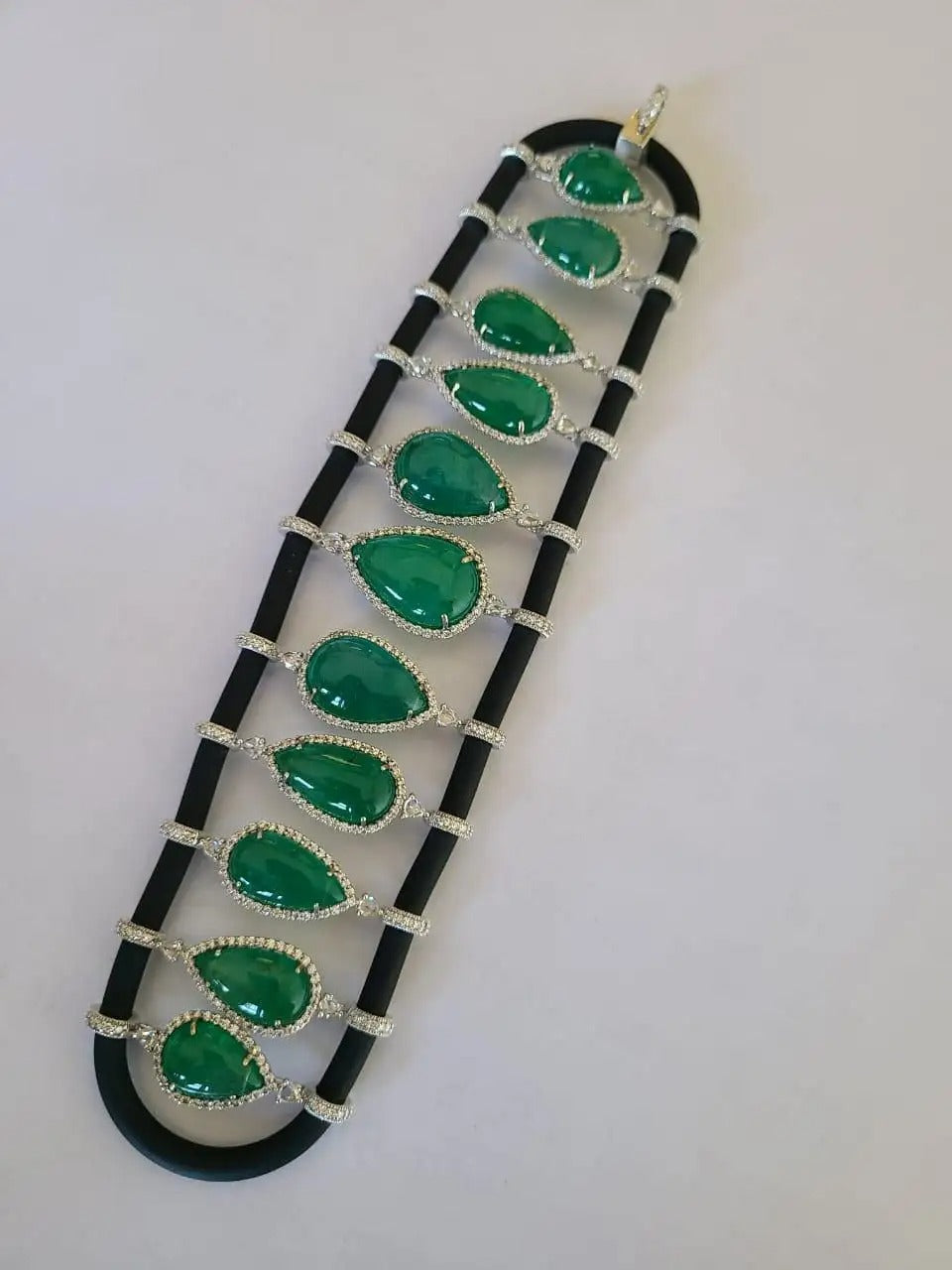 Natural Emerald and Diamond Bracelet