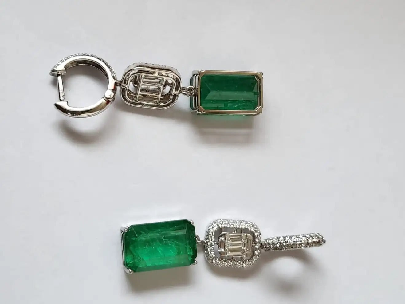 Natural Zambian Emerald Set in 18K Rose Gold & Diamonds Dangle Earrings